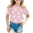 thumbnail image 1 of SXcggal One T-Shirt Décontracté à Manches Courtes et Col Rond Imprimé de Pâques pour Fille, 1 of 3