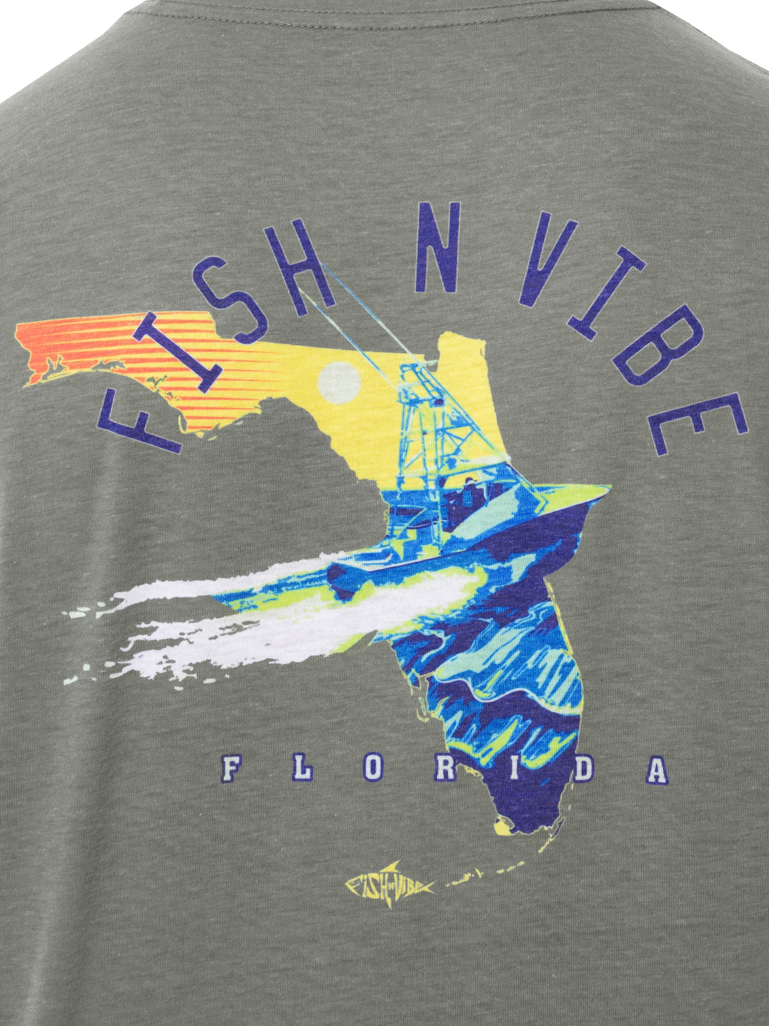 Fish N Vibe Men's Short Sleeve Fishing Performance Outdoor Graphic T-Shirt, Monument, L