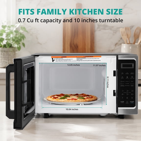 Smad Countertop Microwave 0.7 Cu ft 700W Oven 10 Power Level 6 Pre-set Menus LED Display