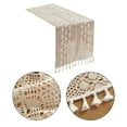 thumbnail image 3 of Vintage Cotton Knit Beige Cutout Table Cloth Lace Tassel Table Runner For Dining Wedding Table Party Decoration, 3 of 5