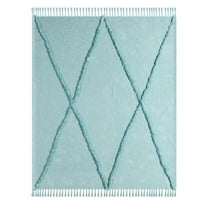 LR Home Aqua Blue Shag Diamond Lightweight Cotton Throw Blanket, 50" x 60"