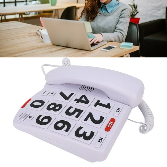 Large Button Phones, Adjustable Ringtone Ergonomic Grip Corded Phone for Home