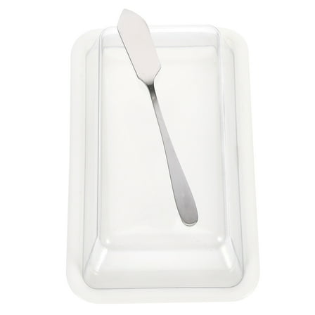 LEORX Butter Dish with Lid for Countertop Easy to Clean White ASABS Square 1Set for Kitchen Use