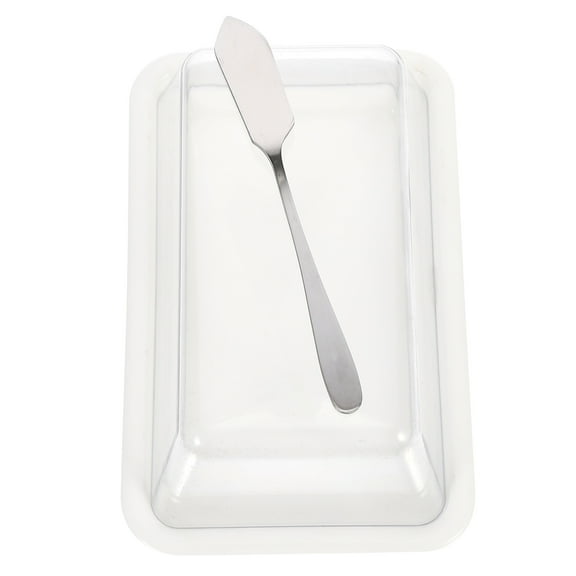 LEORX Butter Dish with Lid for Countertop Easy to Clean White ASABS Square 1Set for Kitchen Use