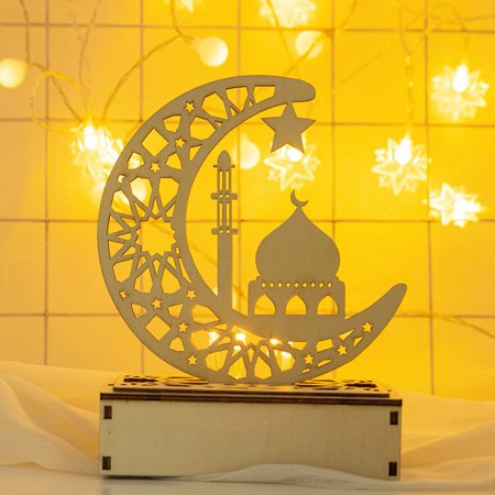 

Beechoice EID Mubarak Wooden Pendant Ramadan Decoration Home Muslim Islamic Party EID Gift