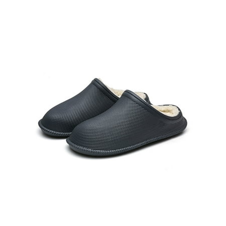 

Gomelly Unisex Warm Shoes House Clogs Slipper Plush Lined Slippers Non-slip Winter Shoe Womens Mens Women Men Slides Gray 11-11.5