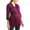 Oh! Mamma Maternity Collared Button Up Tie Waist Pleated Front Top - Available in Plus Sizes