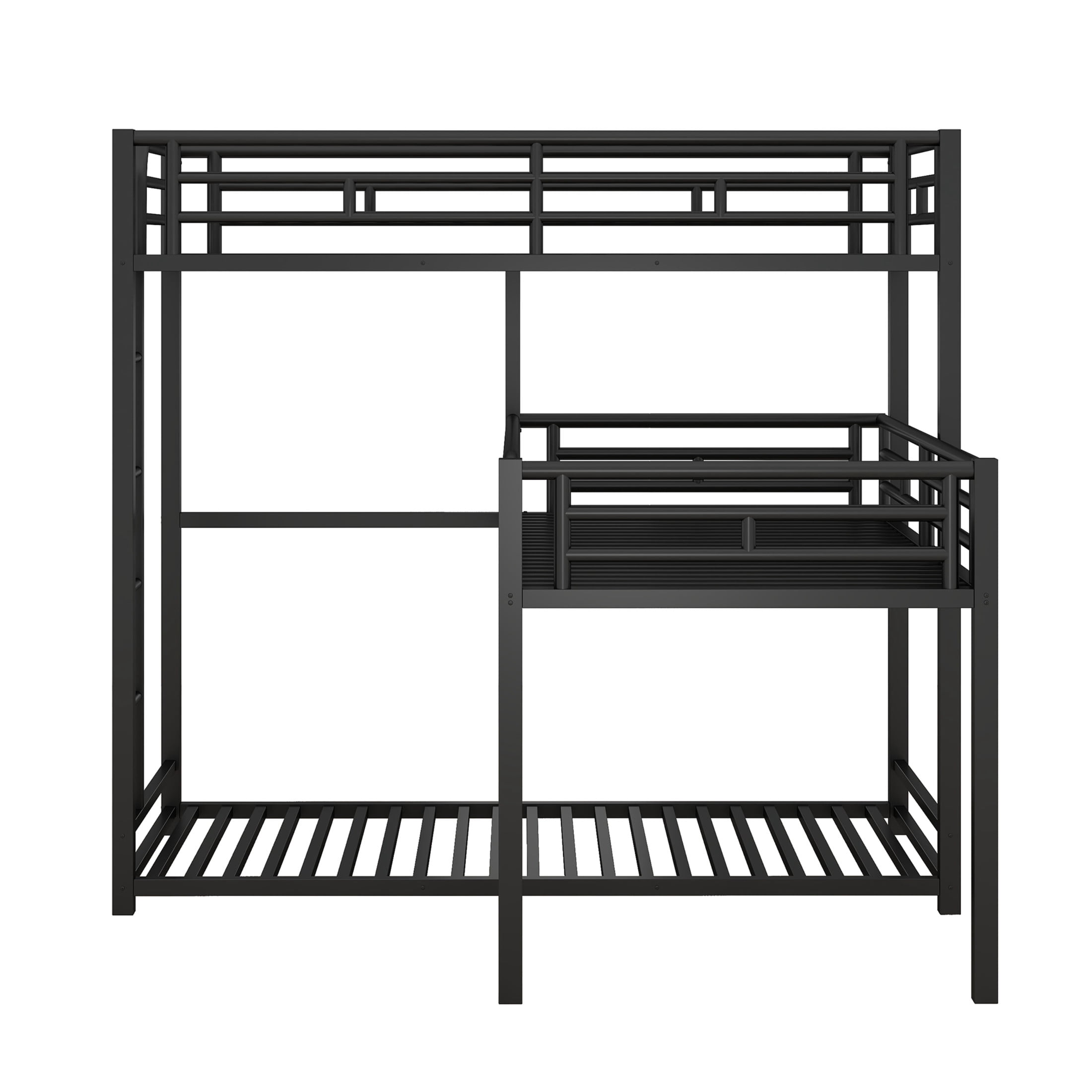 Noble House L-Shaped Triple Twin Bunk Bed, Industrial Metal 3-Tier Space-Saving Bunk Bed, Space Saving, Black