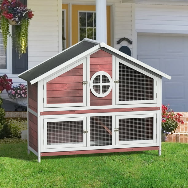 UHOMEPRO 50" Animal Hutch Rabbit Cage, Waterproof Wooden Chicken Coop