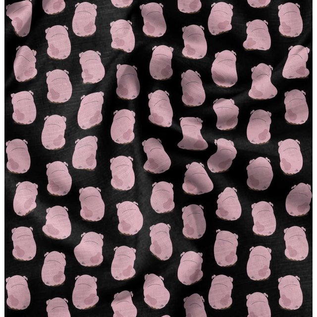 Soimoi Moss Georgette Fabric Pig Animal Decor Fabric Printed Yard 42 Inch Wide