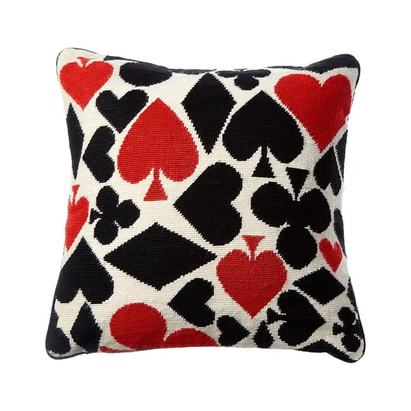 Jonathan Adler US Kit Dealer's Choice Full Deck Needlepoint Pillow, Black