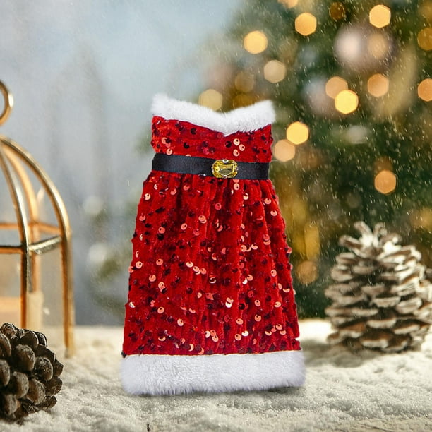 pstuiky Decoraciones navideñas para botellas de vino: fundas con lentejuelas color canario, vestido para botella de vino, vestido para bolsa de vino