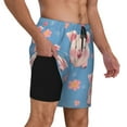 thumbnail image 2 of Yiaed Cute Pig Flowers Print Mens Swim Trunks Bathing Suit Compression Liner Beach Swim Shorts Swimwear Quick Dry Zipper Pocket No-Chafing Board Short-Small, 2 of 6
