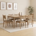 thumbnail image 6 of Dayalane Mid-Century Farmhouse Rattan Back Upholstered Dining Chair Set of 6, Woven Kitchen Chair with Solid Wood Frame for Breakfast, Restaurant, Bistro, Leather Brown, 6 of 12