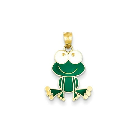 - 14kt Yellow Gold Green White Enameled Frog Necklace Pendant Charm Animal Fine Jewelry Ideal Gifts For Women Gift Set From Heart