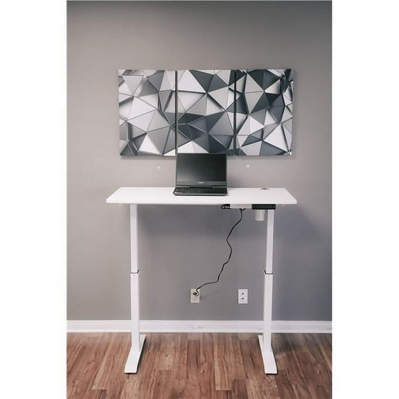ErgoMax BX4724WT 45.25 in. Adjustable Height Single Electric Motor Frame Desk with Tabletop, White