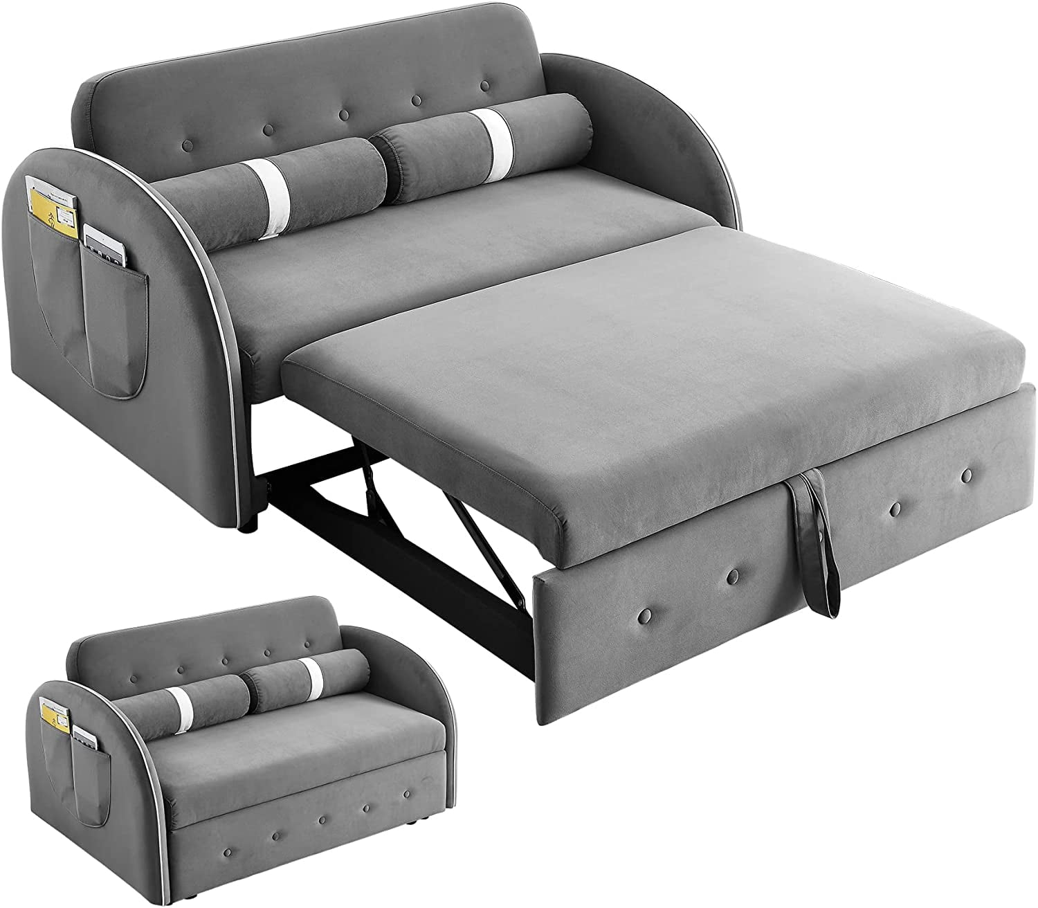 Ucloveria Velvet Convertible Sleeper Sofa Bed, 55.5" Modern Pull Out