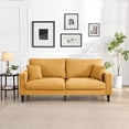 thumbnail image 2 of 74" Modern Upholstered Sofa Couch,Comfy 3 Seater Sofa with 2 Pillows for Living Room Bedroom Apartment,Orange, 2 of 7