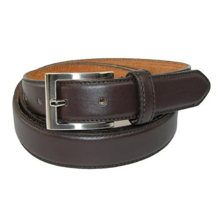 CTM Men's Big & Tall Leather Basic Dress Belt with Silver Buckle ...