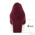 thumbnail image 4 of Women's Pointed Toe Pumps, 2 Inches Slip On Low Chunky Block Heels, Padded Latex Cushion, Burgundy,Size 12, 4 of 7