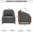 thumbnail image 3 of iooHug Mid-Century Chenille Upholstered Accent Chair, 250lbs Arm Chair with Wooden Frame for Living Room, Bedroom（Gray）, 3 of 7