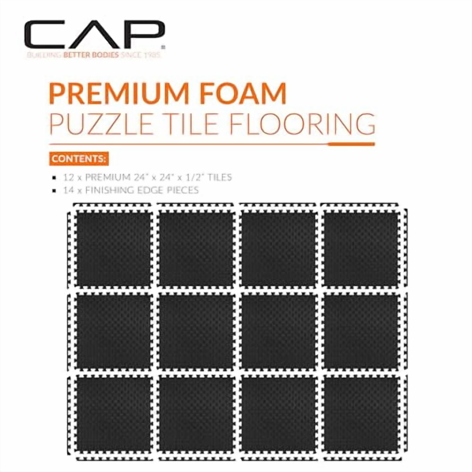 CAP BARBELL INTERLOCKING EVA FOAM EXERCISE PUZZLE MAT 24" X 24" - TATAMI - BLACK