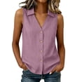 thumbnail image 2 of Purcolt Women's Sleeveless Button-Down Shirts Collared V-Neck Tank Top Casual Summer Blouses, S-XXL, 2 of 7