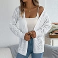 thumbnail image 3 of Scyoekwg Cardigan Sweaters for Women Fall Fashion Hollow Out Crochet Knit Open Front Cardigans Winter Loose Long Sleeve Sweater Coat (White,XL), 3 of 5