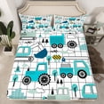 thumbnail image 2 of Castle Fairy Kids Kawaii Tractor 3pcs Twin Sheet Sets,Equipment Car Twin Fitted Sheet,Geometric Plaid Breathable Flat Sheet,Super Cozy Room Decor, 2 of 7