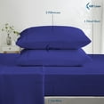 thumbnail image 5 of 600 Thread Count 4 Piece Quality Sheet Set 18 Inch Deep Pocket 100% Egyptian Cotton Color Royal Blue Stripe Size Twin, 5 of 6