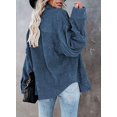 thumbnail image 3 of Femmes Velours Côtelé Chemise à Manches Longues Veste Oversized Tops, 3 of 3