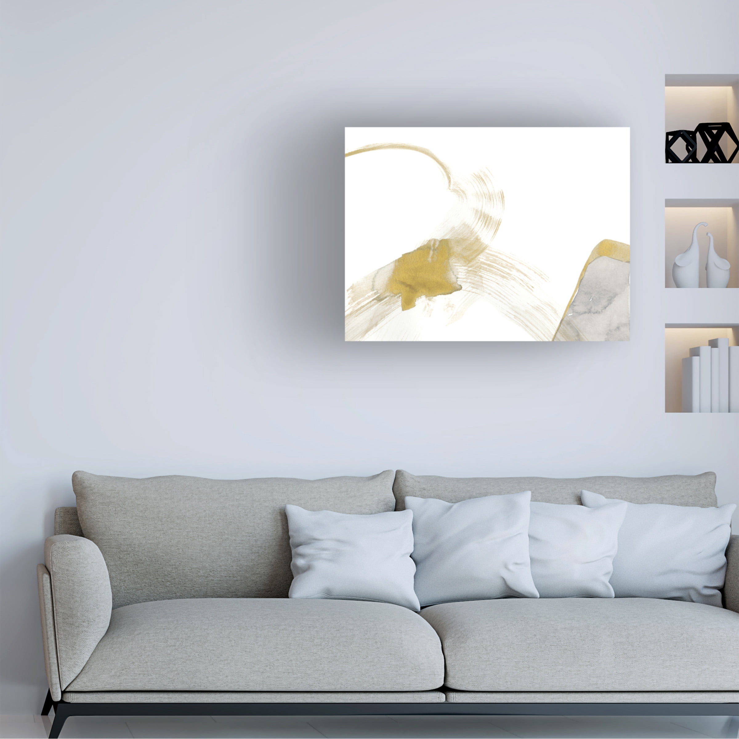 Jennifer Goldberger 'Gold & Grey Exploration II' Canvas Art