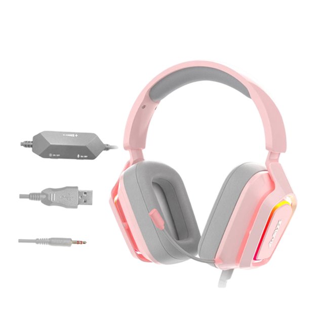Sobre la oreja Auriculares para juegos Auriculares Orejeras suaves Estéreo Rosa 35 mm Baoblaze Auriculares para juegos con cable