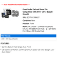 thumbnail image 2 of Front Brake Pad and Rotor Kit - Compatible with 2010 - 2013 Suzuki Kizashi - Centric, 2 of 2