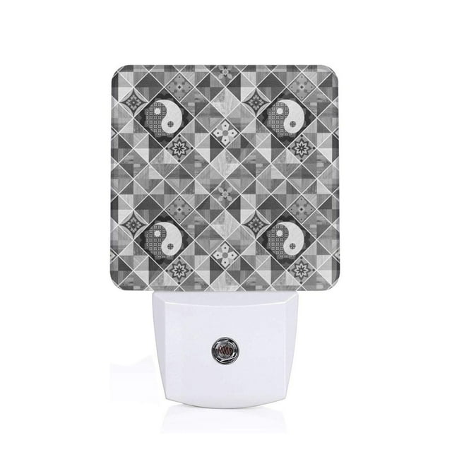 Fotbe Yin Yang With Black And White Pattern Plug-in LED Backlit Night Light with Motion Sensor & Dusk to Dawn Sensor Energy Efficient Night Light, Bedroom Night Light-US