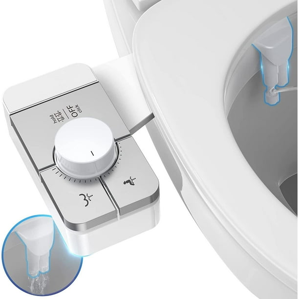 Veken Bidet Attachment For Toilet Dual Nozzle,Self Cleaning Ultra-Slim Fresh Sprayer Bidets Toilet Attachment for Feminine and Posterior Wash -