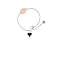 thumbnail image 2 of Delight Jewelry Silvertone Small Long Black Heart - Rose Goldtone Leaf Delicate Bracelet, 6.25+1.75", 2 of 4