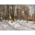 thumbnail image 2 of Monsted, Peder 32x25 Black Ornate Wood Framed with Double Matting Museum Art Print Titled - Snowy forest road in sunlight, 2 of 4