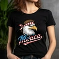thumbnail image 5 of Merica Bald Eagle T-Shirt | Patriotic Bandana USA Flag Graphic Tee , Black, M, 5 of 6