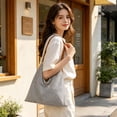 thumbnail image 5 of Speckle Print Canvas Tote Bag, Oversized One Shoulder Handbag with Large Storage Space for Books Groceries and Personal Belongings, Reusable Daily Carry Bag for Commuting Shopping Travel, 5 of 6