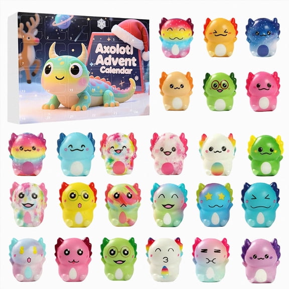24-Day Cute Axolotl Advent Calendar,Colorful Figure Holiday Countdown Set