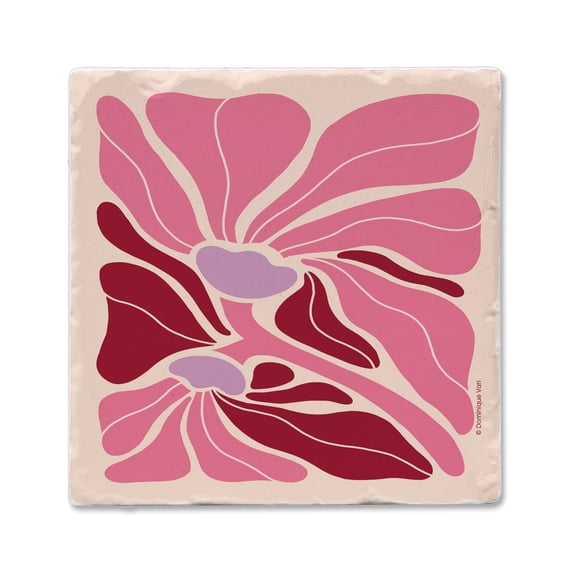 Thirstystone Pink Floral Single Tumbled Tile Stone Coaster Create Your Own Set