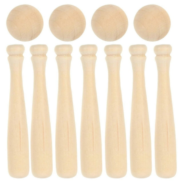 30pcs Mini Unfinished Baseballs Ornaments with 30 Wood Bats Craft Adornments