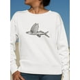 thumbnail image 2 of Flying Fish Drawing Sweatshirt Women -Image by Shutterstock, Female Small, 2 of 4