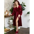 thumbnail image 6 of Lotus Linen Women’s Cozy Plush Hooded Robe - Warm Long Fleece Bathrobe, Wine Red S/M, 6 of 10