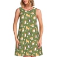 thumbnail image 1 of Fotbe Shiba Inu Dog And Flower Vestido de Verano sin Mangas para Mujer – Vestido Midi Línea A, Estilo Camiseta Floral, Vestido Playero Casual y Fluido, 1 of 7
