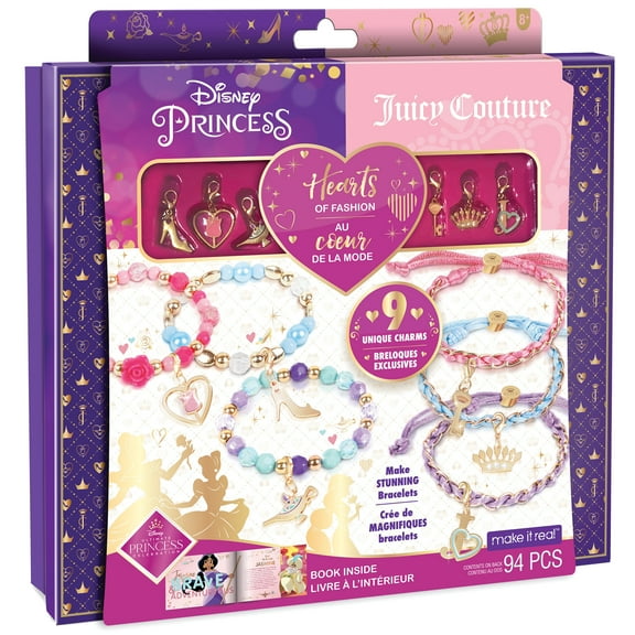 Disney Princess x Juicy Couture: Hearts of Fashion DIY Bead Jewelry Kit- Create 6 Bracelets, 9 Charms, Ages 8 