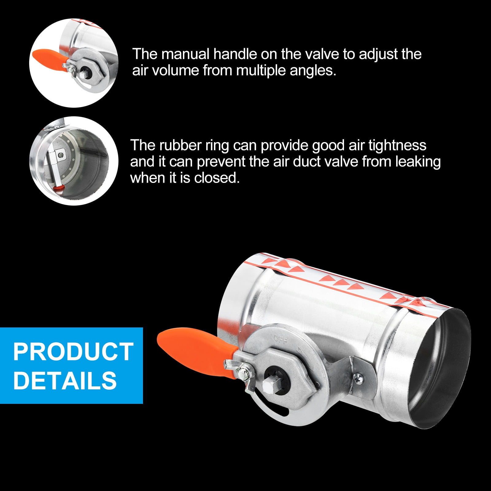 Uxcell 3.2 Inch Manual Control Volume Damper, Galvanized Iron Backdraft Damper for Air Duct, Airflow, Dryer Vent, 150mm