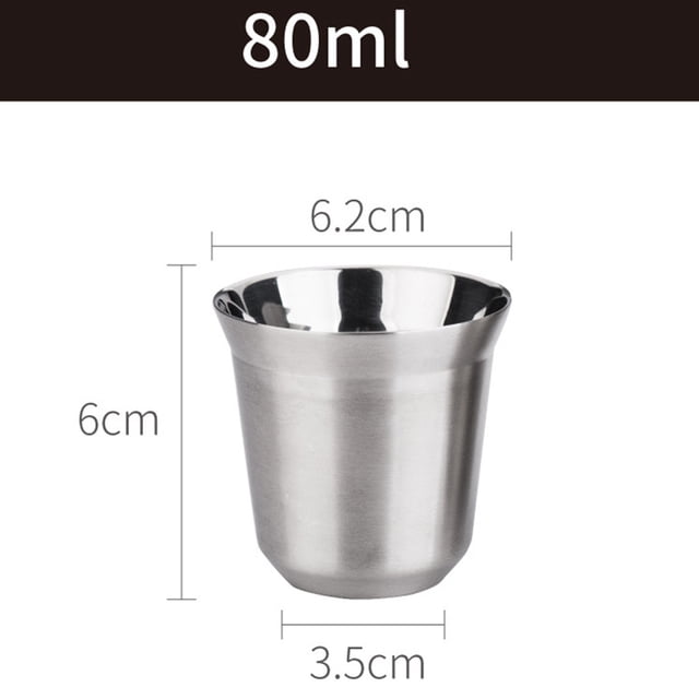 WREESH Tasses à Café en Acier Inoxydable Isolées en Demi-Tasse 80 ml et 160 ml Antirouille de Voyage
