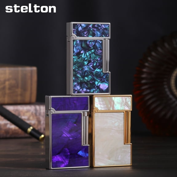 Kerosene lighter, Top Metal Pocket Lighter Daily Use, Sold Without Fuel.,SKU01005-金底白贝